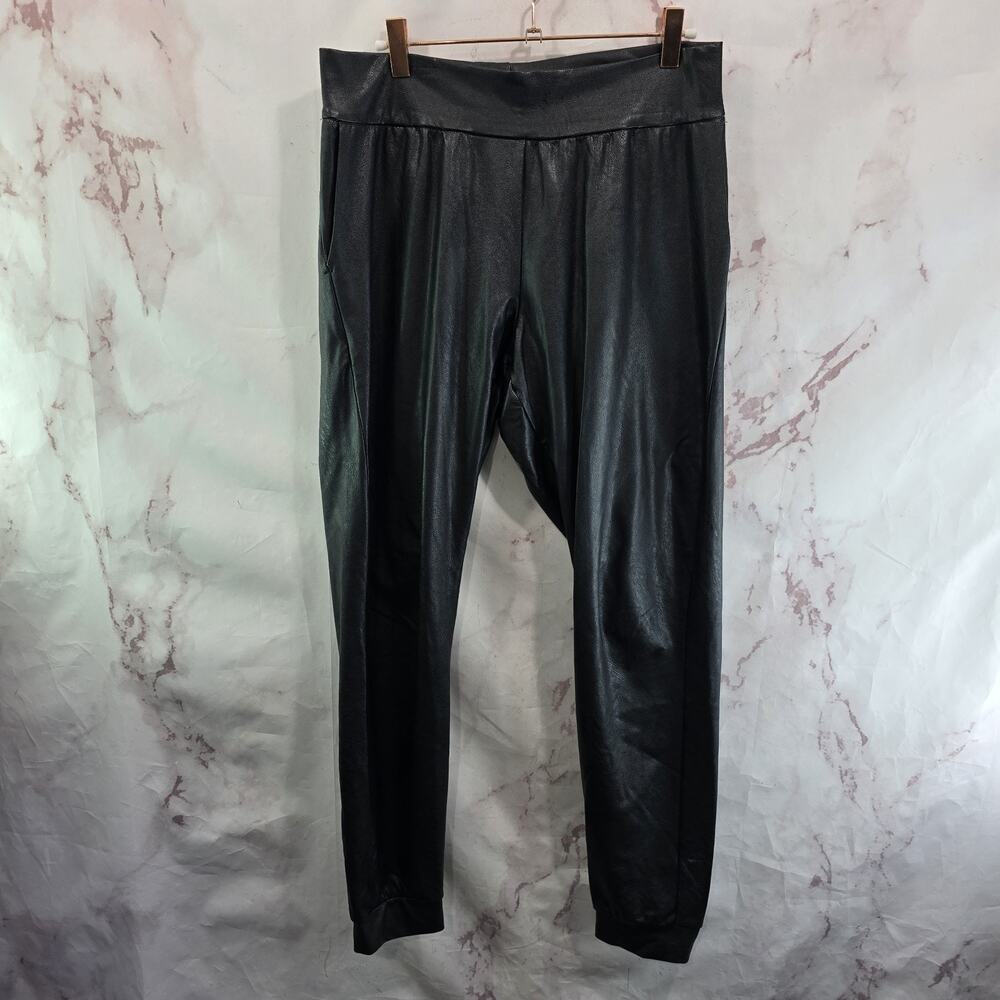 Commando Leggings Womens XL Black Faux Vegan Leather High Rise Skinny Crop
